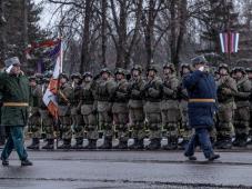 20 января 2019 г. Великий Новгород. пл. Победы-Софийская. 75-я годовщина освобождения Новгорода от немецко-фашистских захватчиков. Парад военнослужащих, современной и исторической военной техники. Фото Анны Костецкой