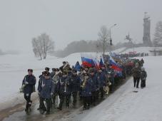 16 марта 2019 г. Великий Новгород. Празднование пятой годовщины воссоединения Крыма и Севастополя с Россией. Торжественное шествие. Фото Александра Кочевника