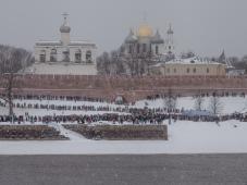 20 января 2019 г. Великий Новгород, западный берег р. Волхов. 75-я годовщина освобождения Новгорода от немецко-фашистских захватчиков. Историческая реконструкция-показ &quot;Освобождение Новгорода&quot;. Фото Анны Костецкой