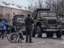 20 января 2019 г. Великий Новгород. пл. Победы-Софийская. 75-я годовщина освобождения Новгорода от немецко-фашистских захватчиков. Парад военнослужащих, современной и исторической военной техники. Фото Анны Костецкой