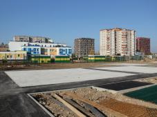 11 октября 2021г. Великий Новгород, ул. Вересова. Строительство физкультурно-спортивного комплекса. Фотография управления по работе со СМИ