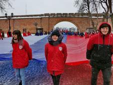 16 марта 2019 г. Великий Новгород. Празднование пятой годовщины воссоединения Крыма и Севастополя с Россией. Торжественное шествие. Фото Александра Кочевника